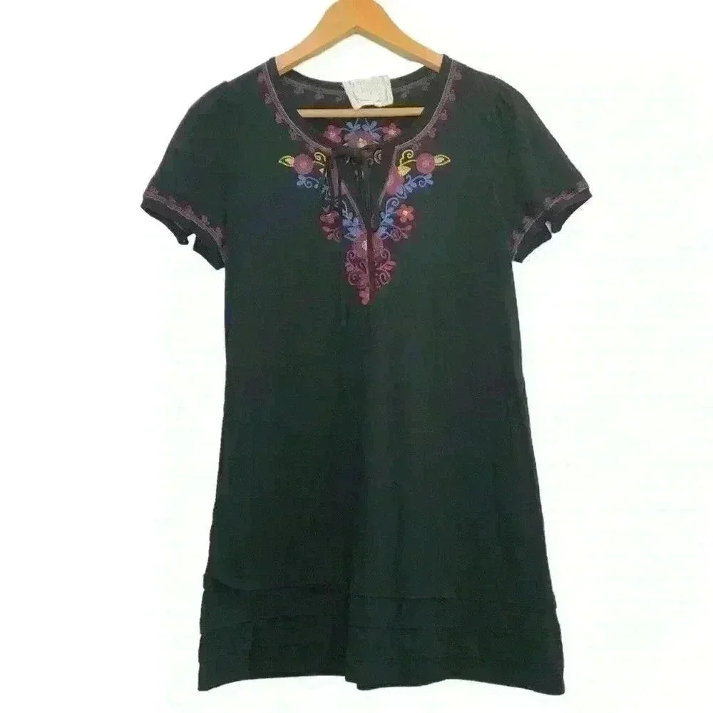 🌈 6/$60, Flying Tomato Embroidered Dress, Black, Small